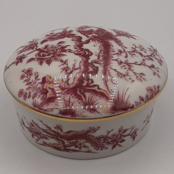 Vintage Limoges France Porcelain Peacock Flowers W/Gold Trim Trinket R. Leclair - Picture 1 of 7